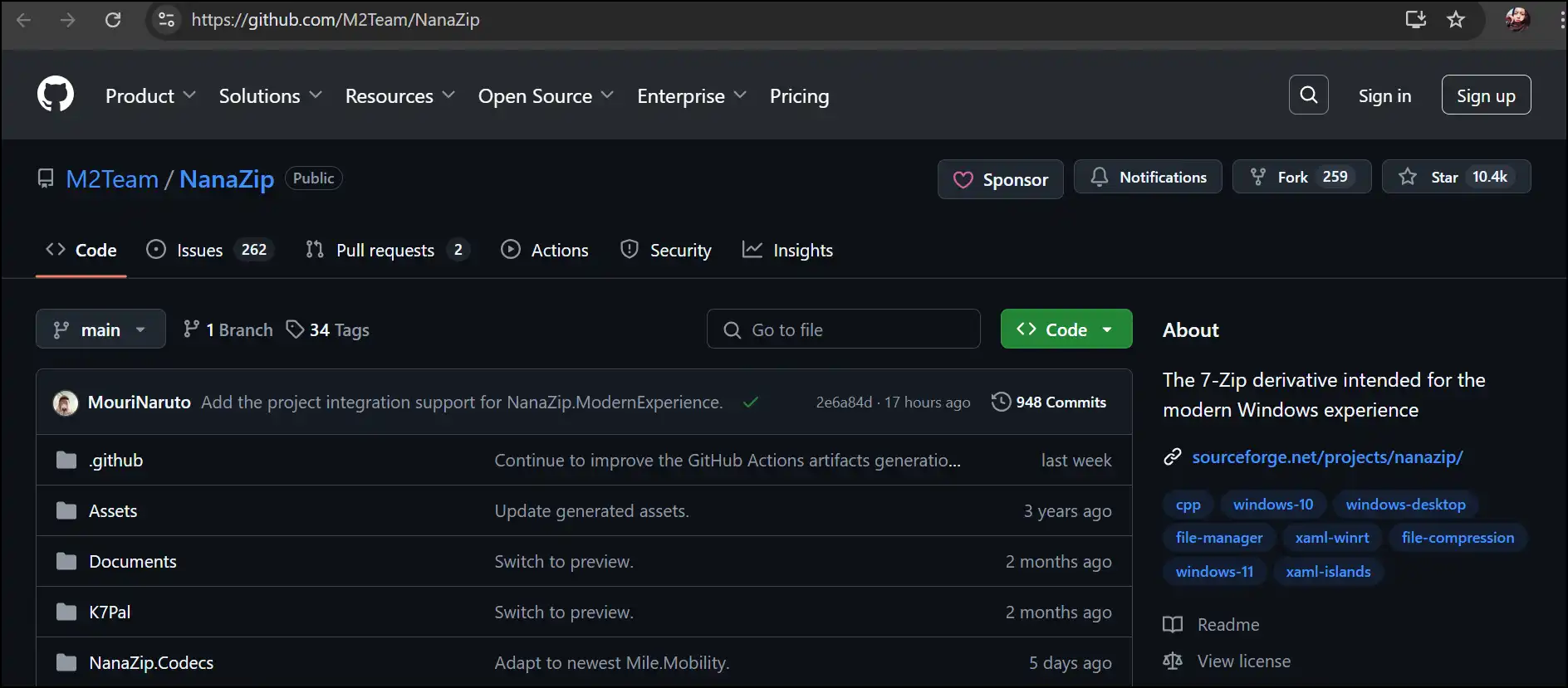 NanaZip interface