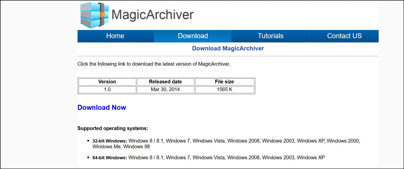 MagicArchiver interface