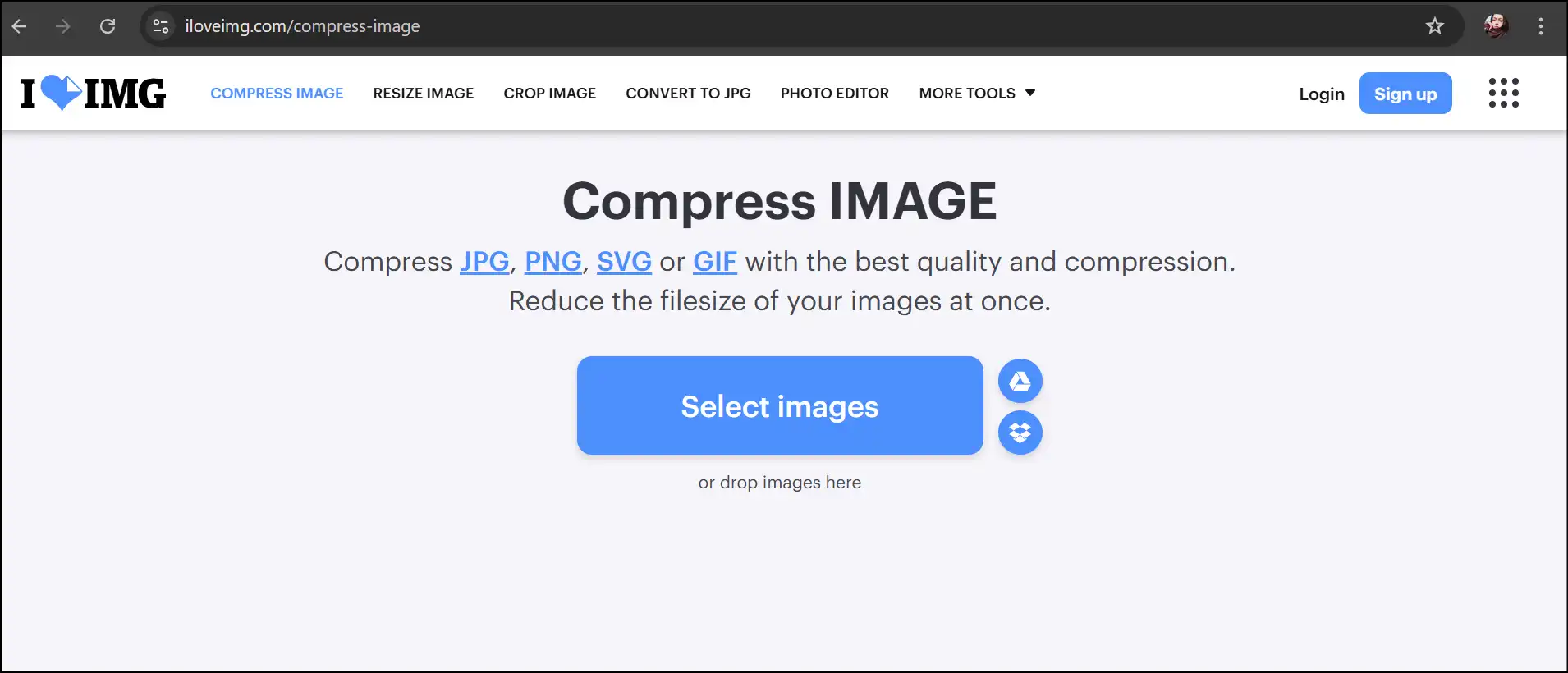 Iloveimg interface