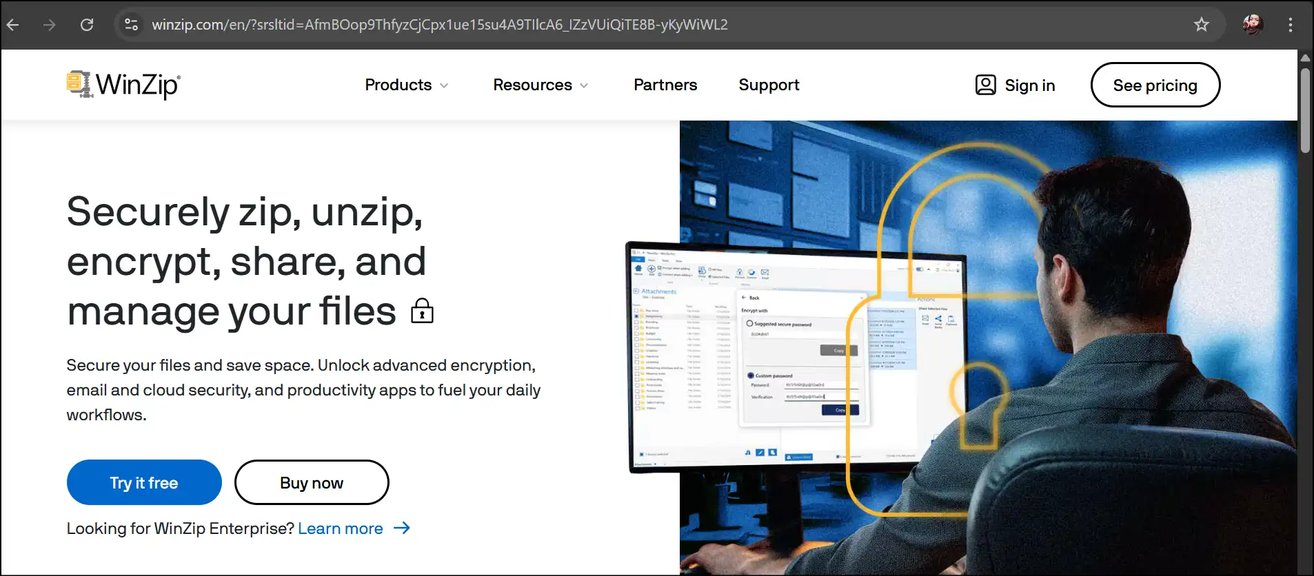 WinZip interface