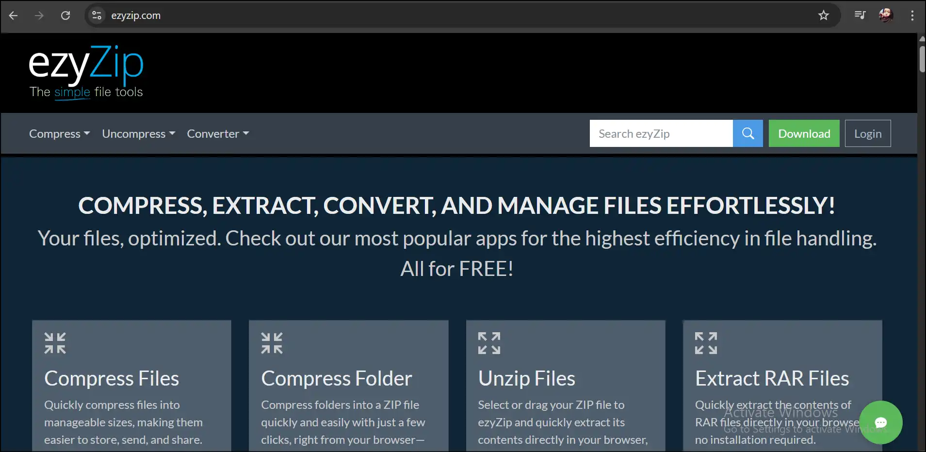 EzyZip interface