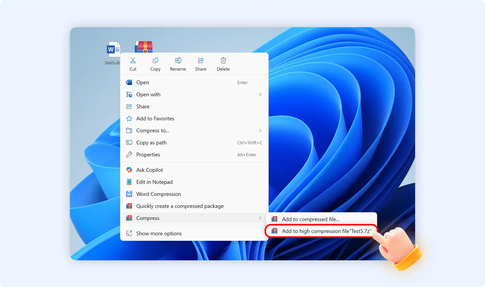 click add to high compression file 7z