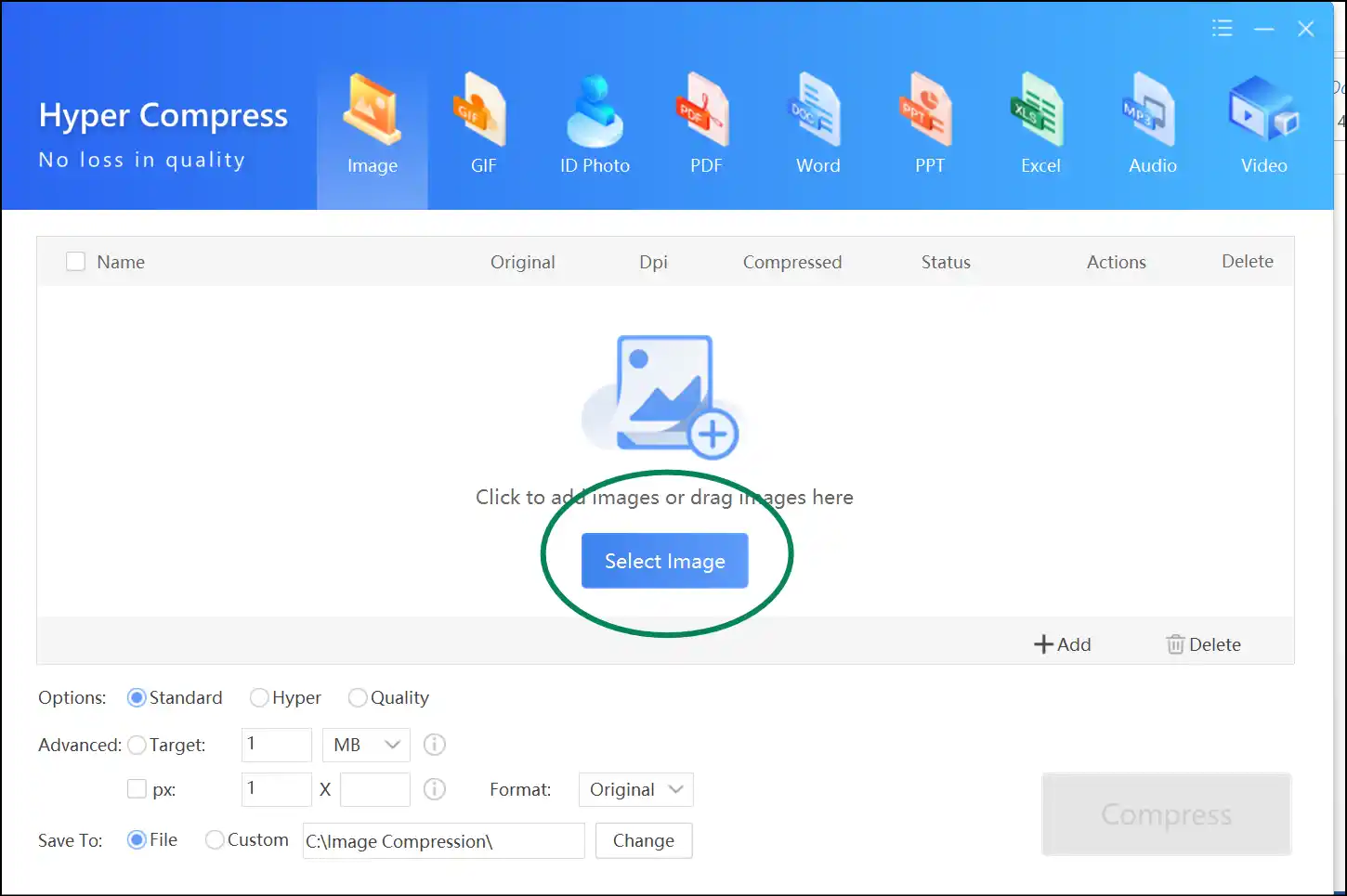 Select image to change aspect ratio of photo on Windows using Zipking