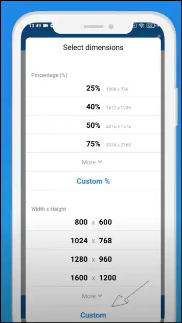 Select preset aspect ratio to resize photo on Android with Photo and Picture Resizer
