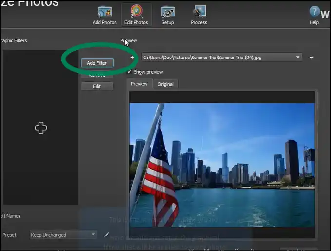 Tap Add Filter to change photo aspect ratio on Mac with BatchPhoto