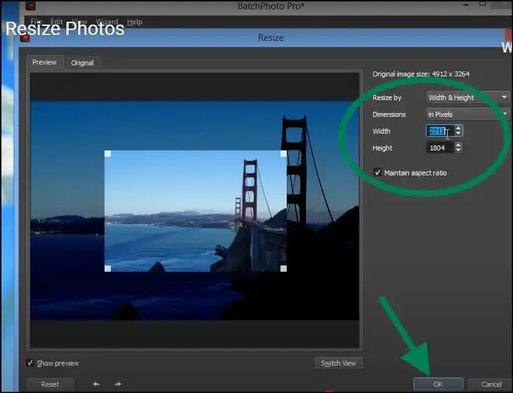 Custom select aspect ratio to resize photo on Mac with BatchPhotos