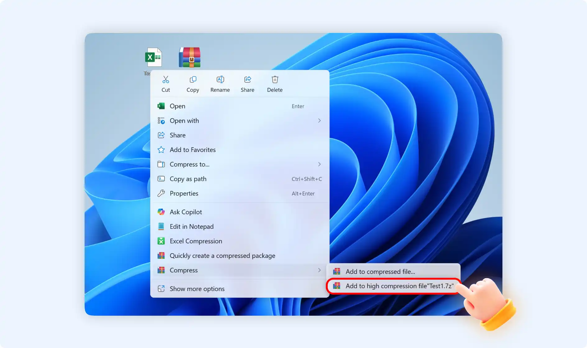 choose to high compression ratio 7z file