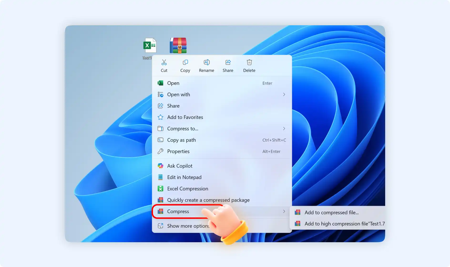 right click to select compress