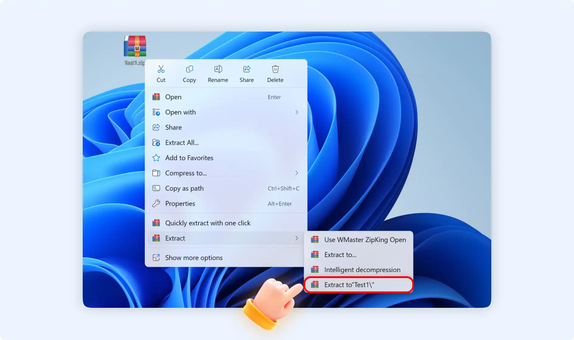 Choose extract to [file name]