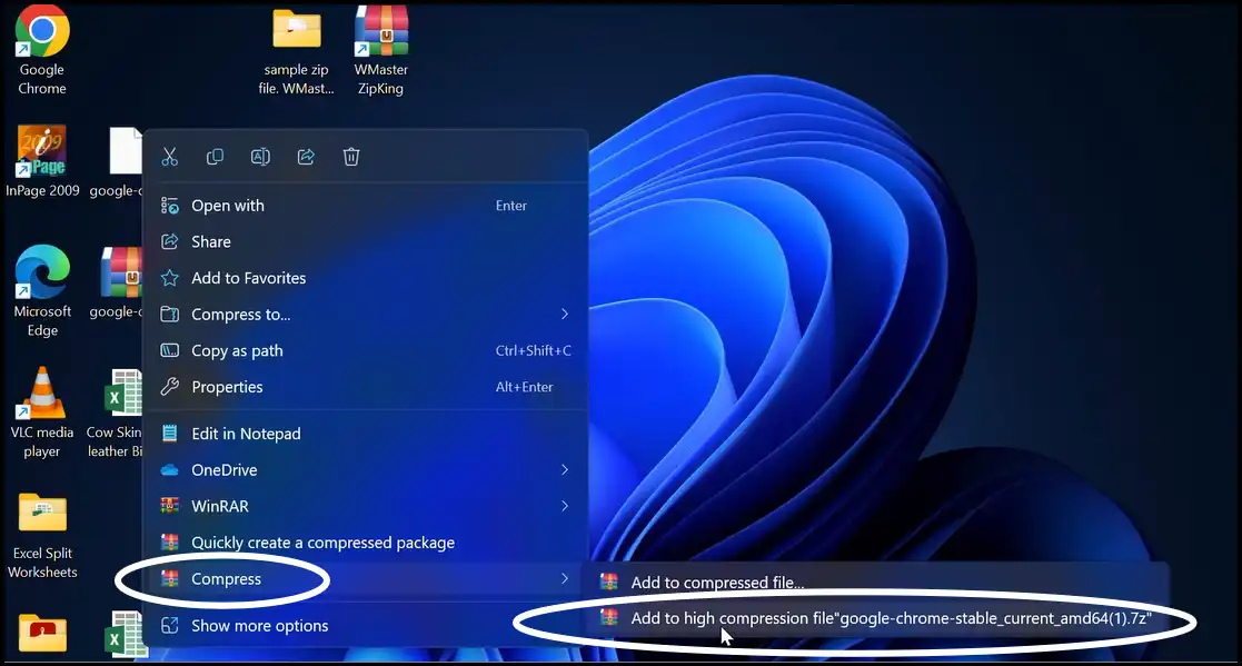 Right click to compress DEB file on Windows with Zipking
