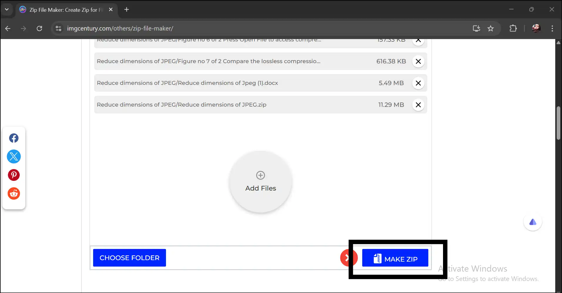 Compress folders to zip files with IMG Century
