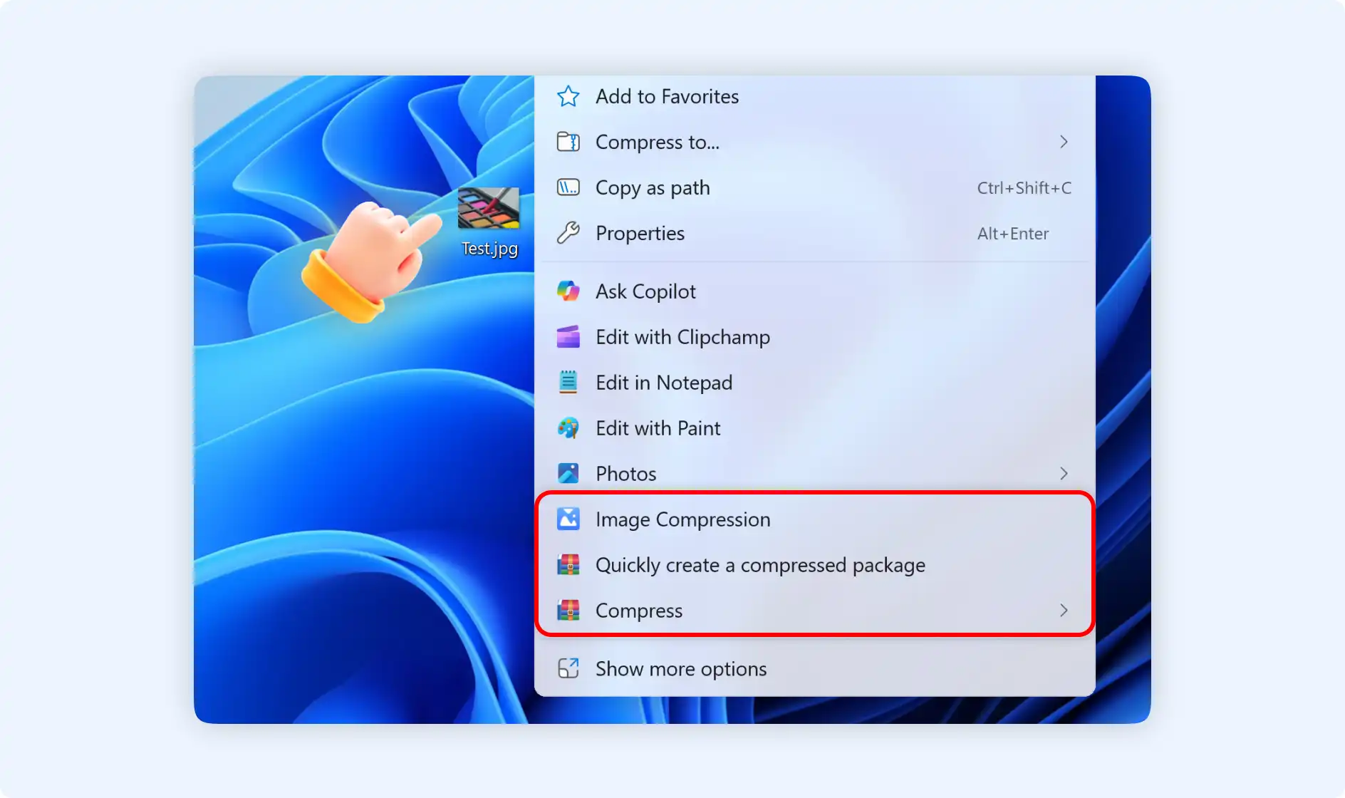3 options when choosing right-click image files