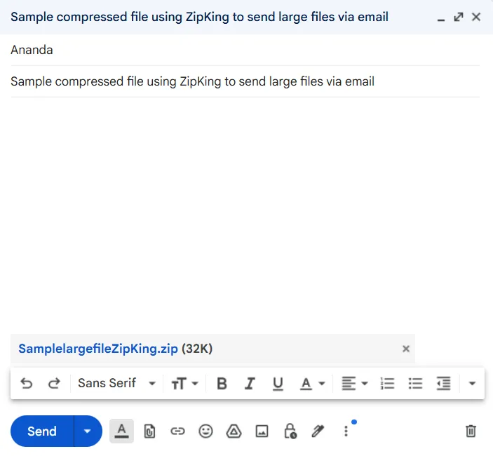 Send large files via email by using compression method