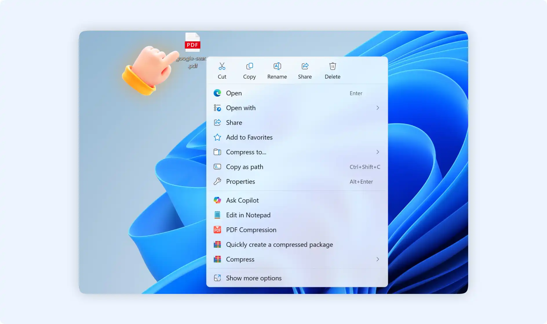 Right-click to compress PDF files to see 3 situations