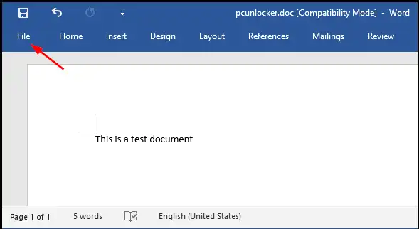 Open your word file and click on File tab