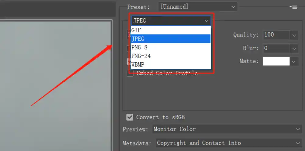 Select image format that suits your needs to decrease image file size