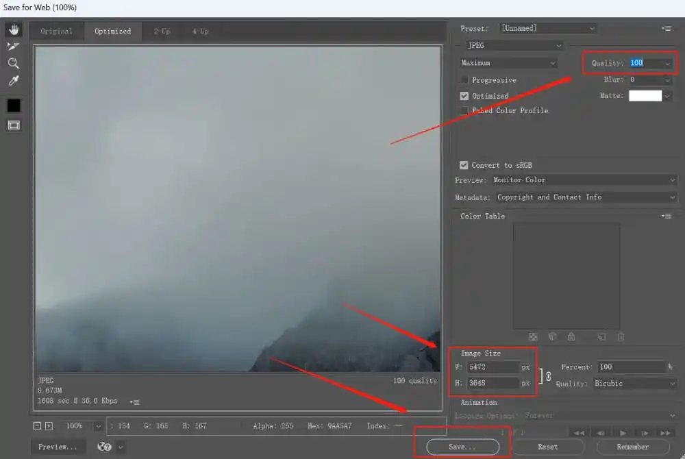 Select compression level for your image and tap on save to store the image file