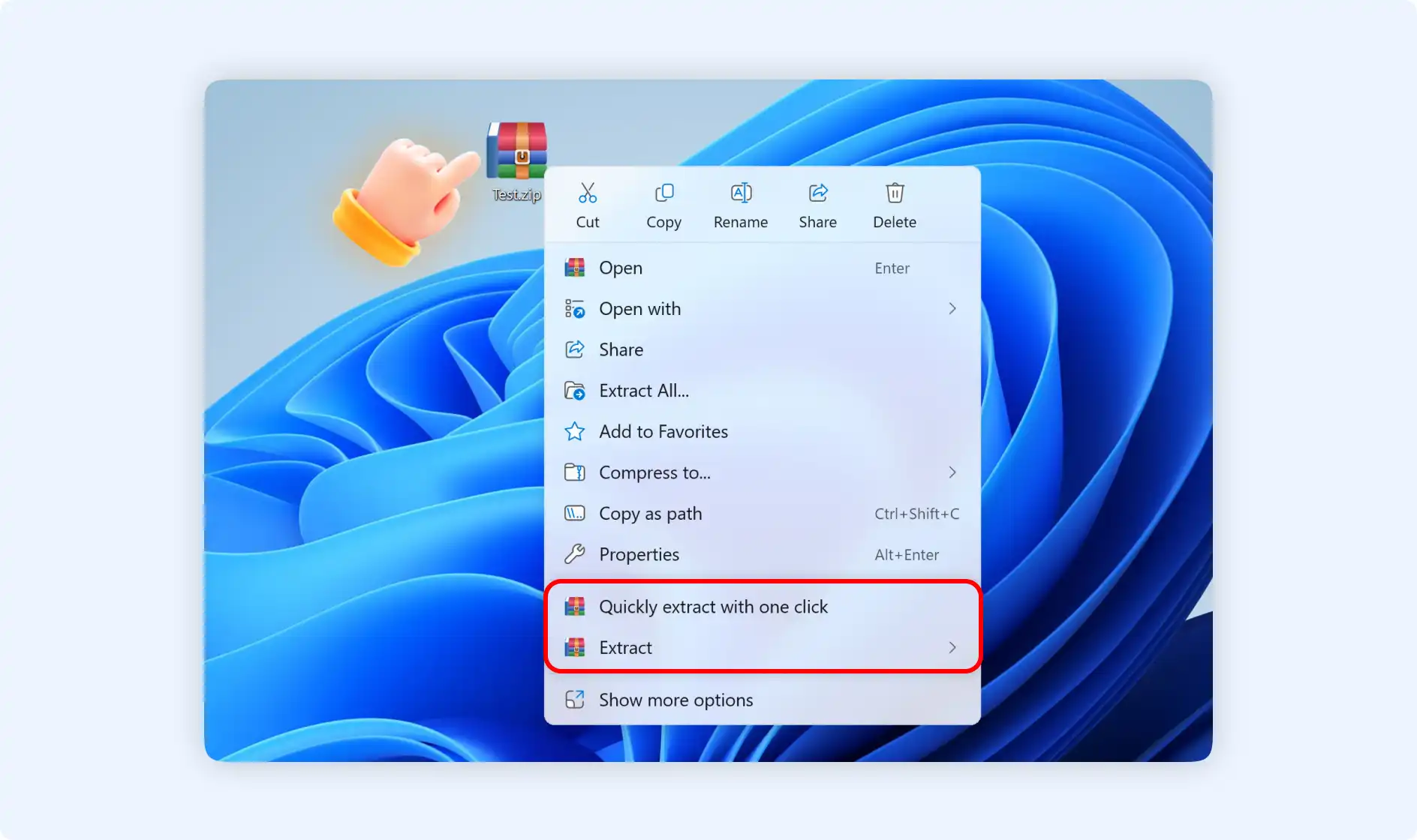 Extract files by right-clicking 2 situations