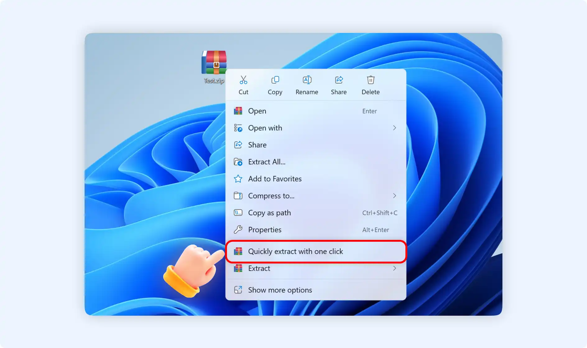 Choose quickly extract with one click