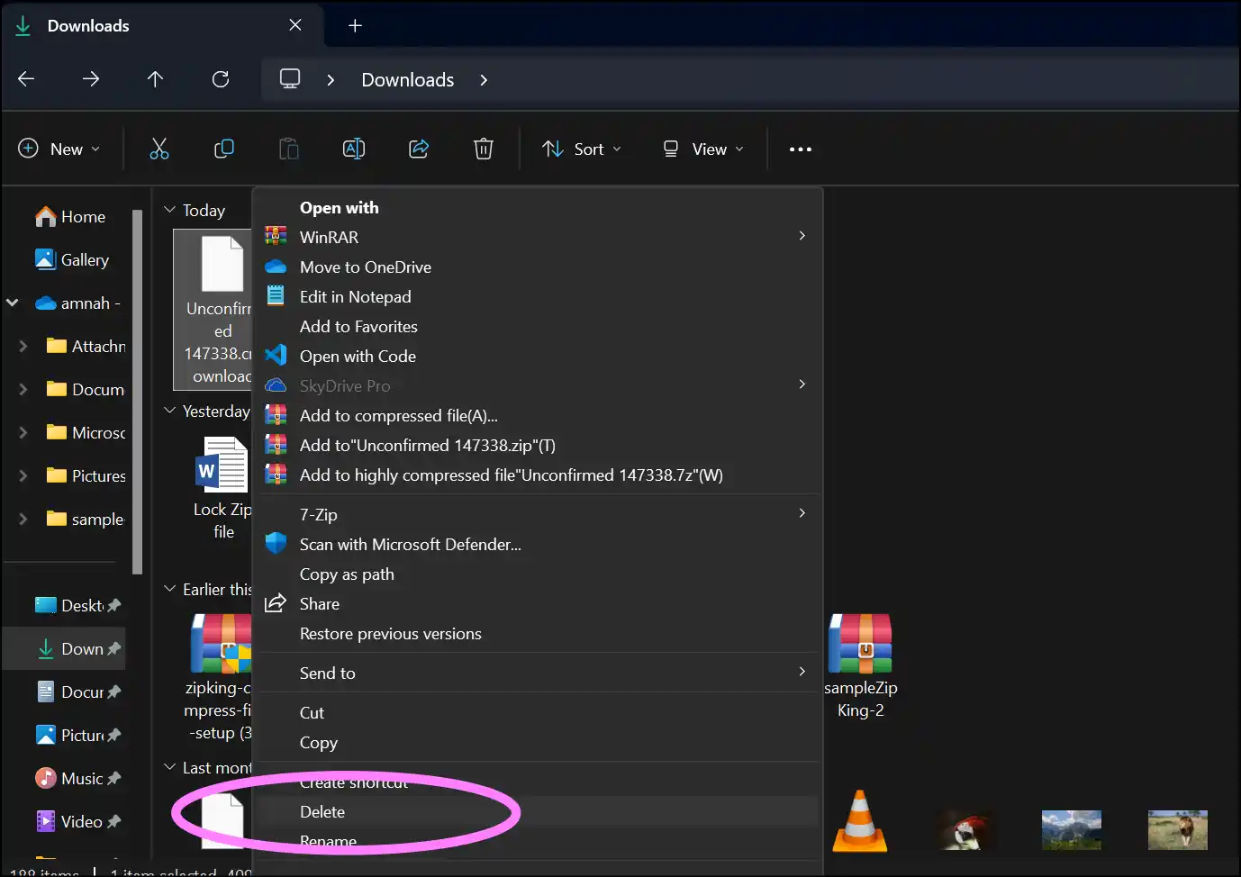 Delete the corrupted file to fix zip file by using the re-downloading method