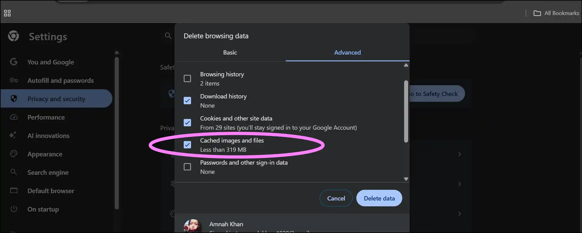 Delete cached data to prevent download broken file again