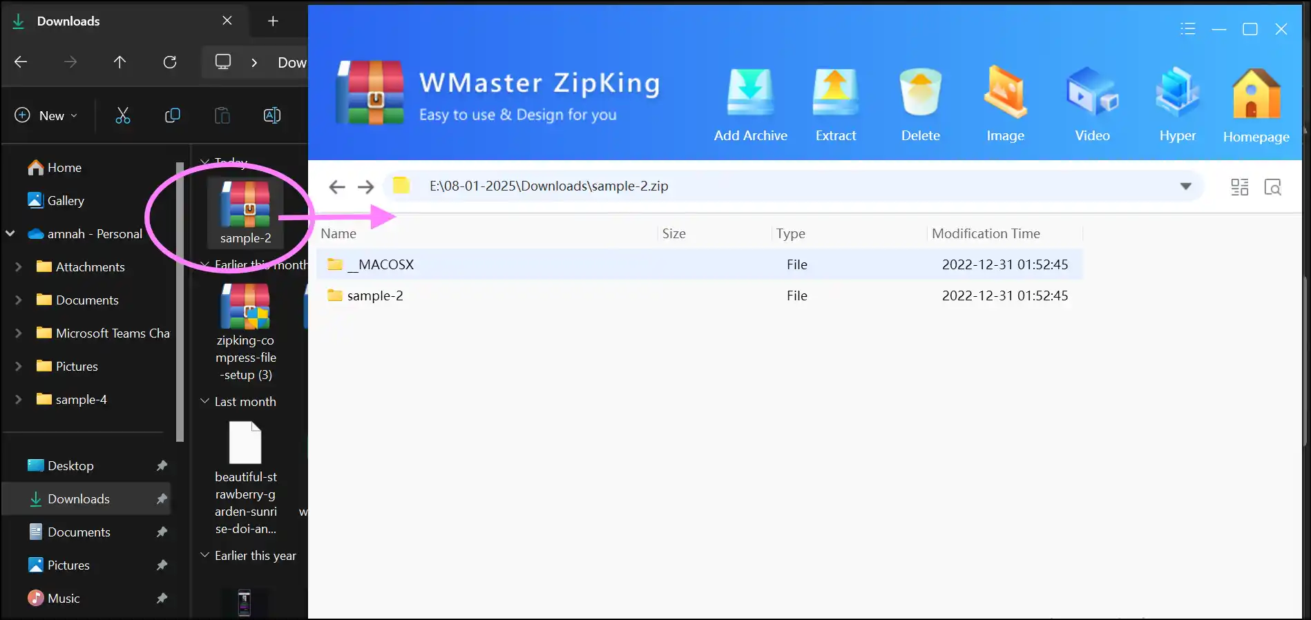 Double-tap to extract zip file again using re-download method to fix zip file