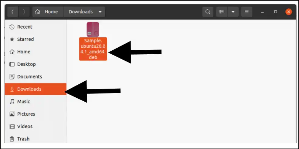 Navigate to .DEB file to install DEB files in Ubuntu with Ubuntu Software