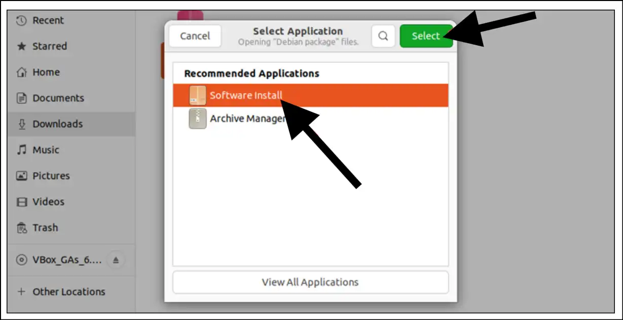 Click Software Install to install DEB files in Ubuntu with Ubuntu software