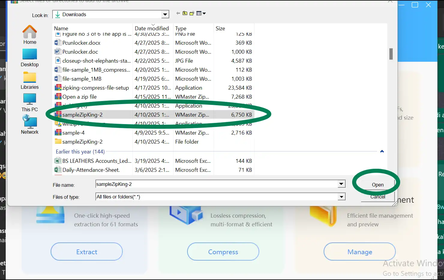 Select zip file to make it smaller on Windows with WMaster Zipking