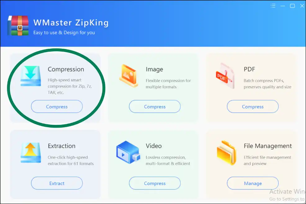 Tap on Compress to make a zip file smaller on Windows