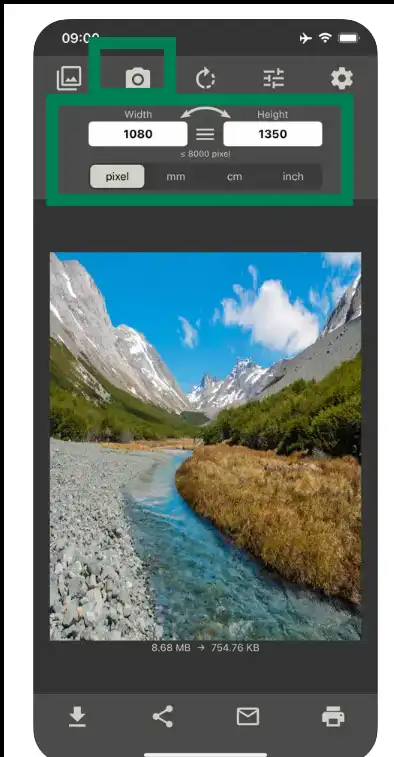 Upload JPEG to scale to fill and adjust compression settings to shrink JPEG size with android app