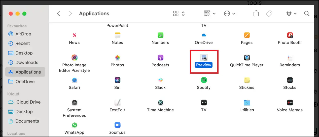 Navigate to the Preview app on Mac to make smaller photo size