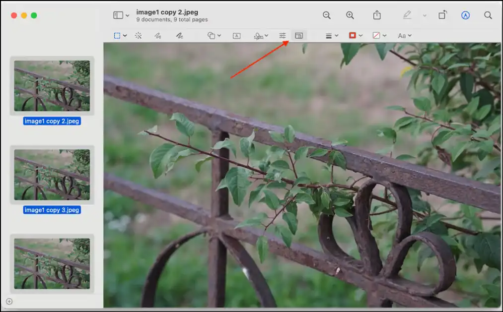 Open photos in Preview app to compress images on Mac