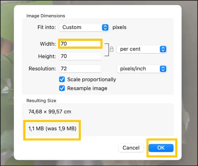 Adjust compression level to make smaller photo size
