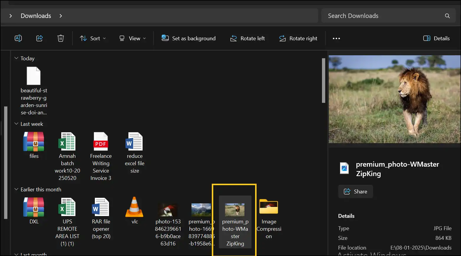 Select photo file and upload to make image file smaller