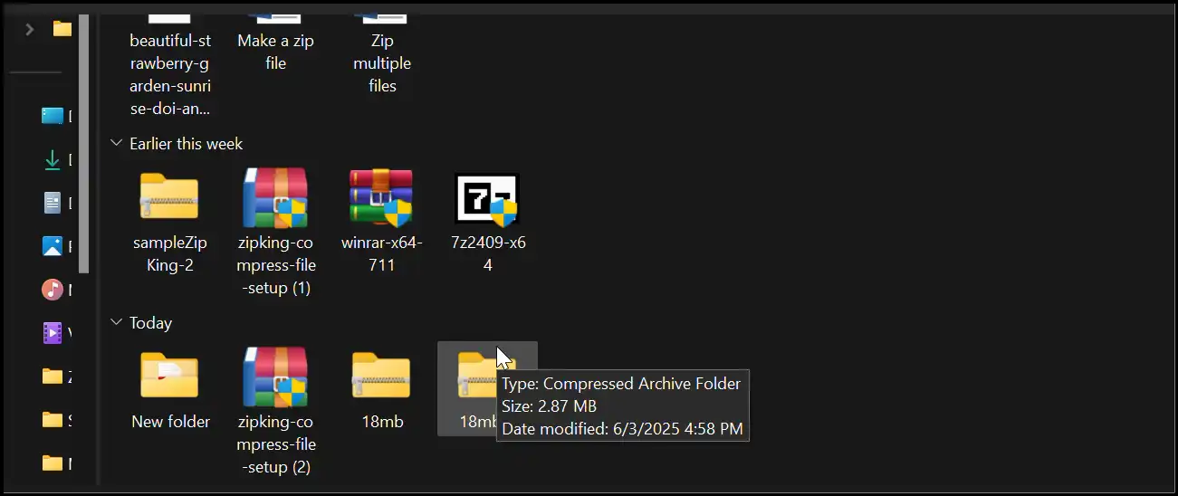 Access your smaller archive with 7-zip