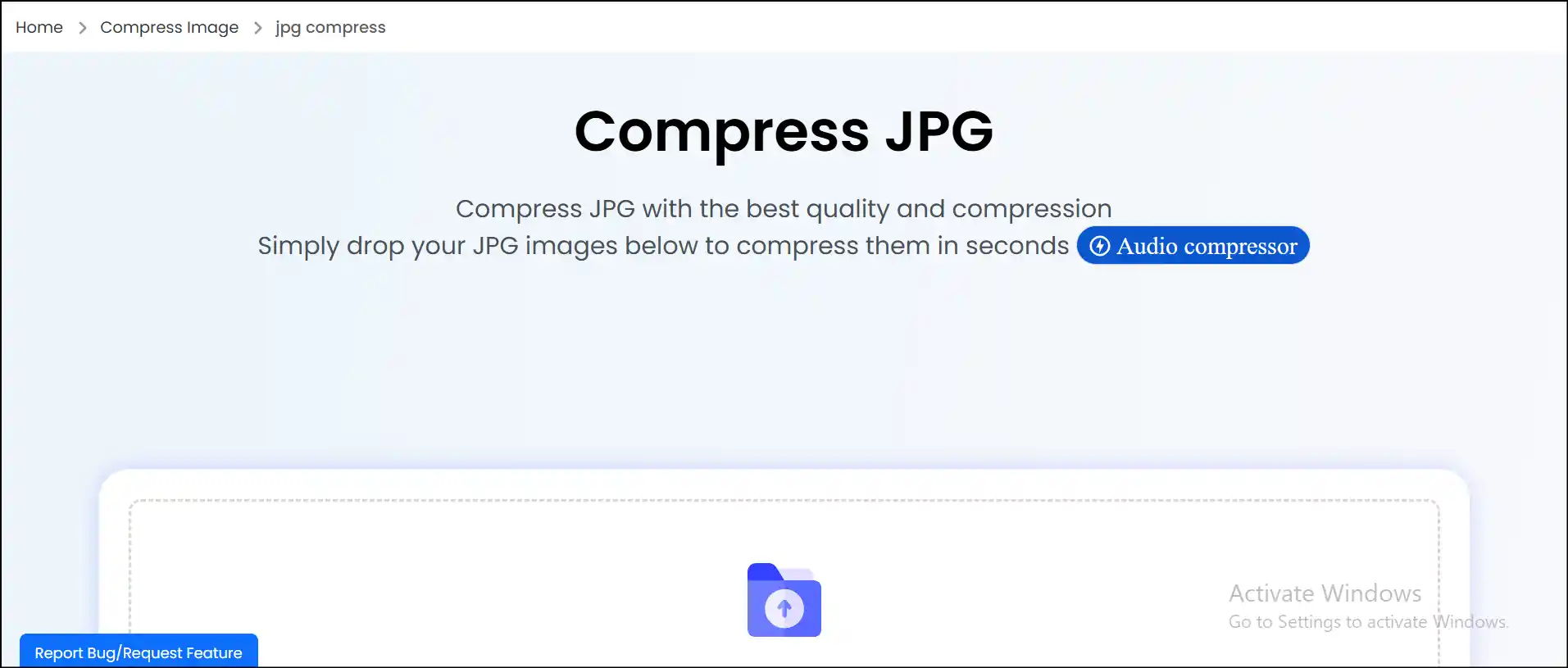 Upload JPEG on Hicompress to minimize image file size online