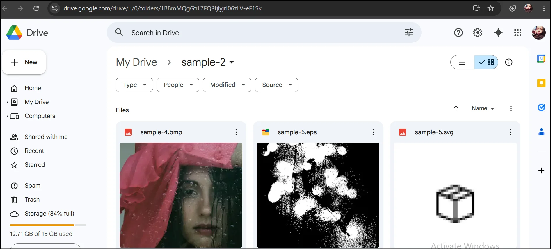 Preview the extracted content within Google Drive