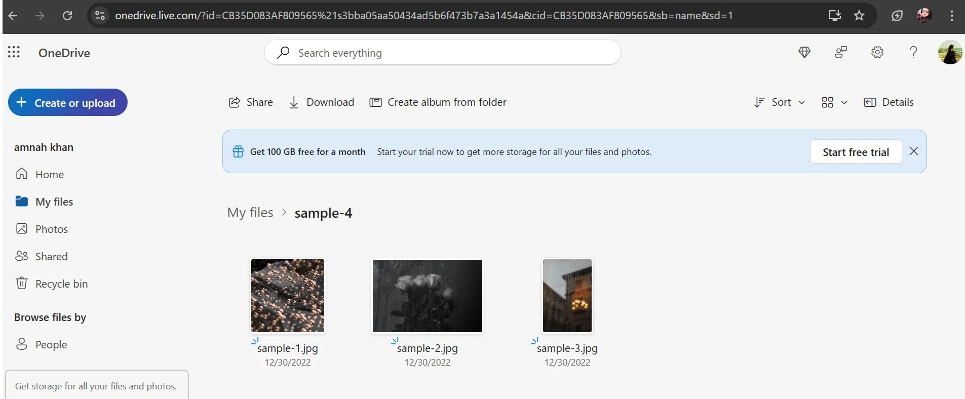Find extracted content of zip file on web version of Onedrive