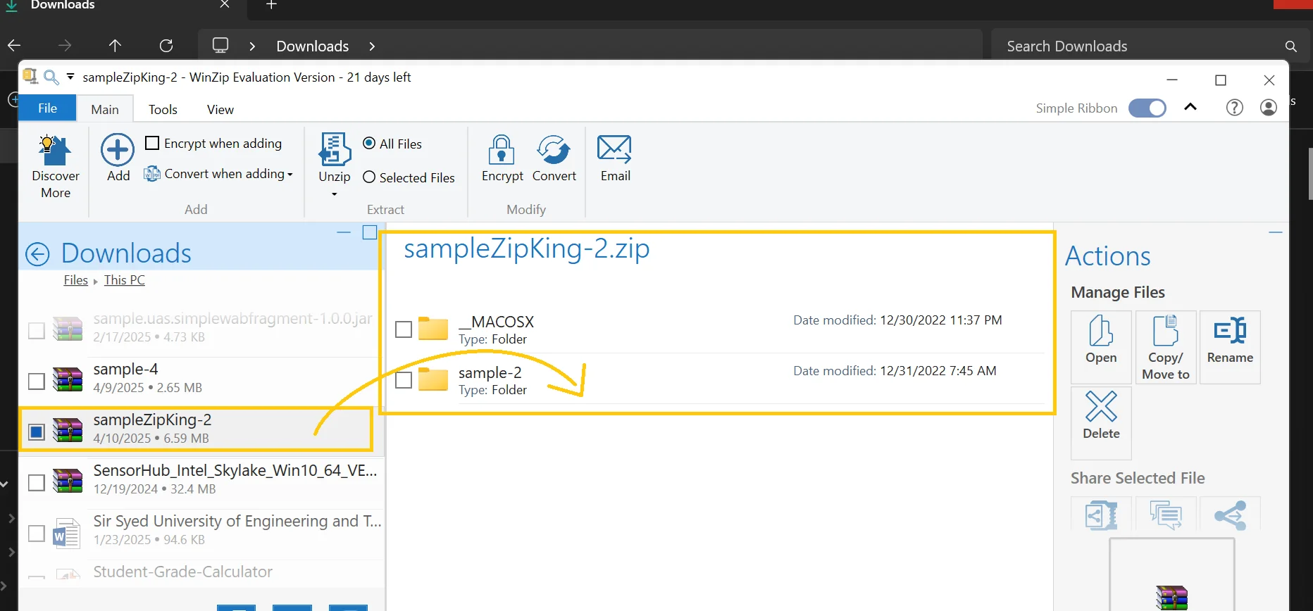 Drag and drop your zip file to extract the content
