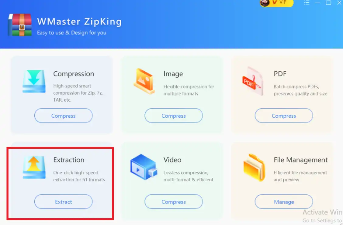 Open rar file easily with ZipKing on Windows