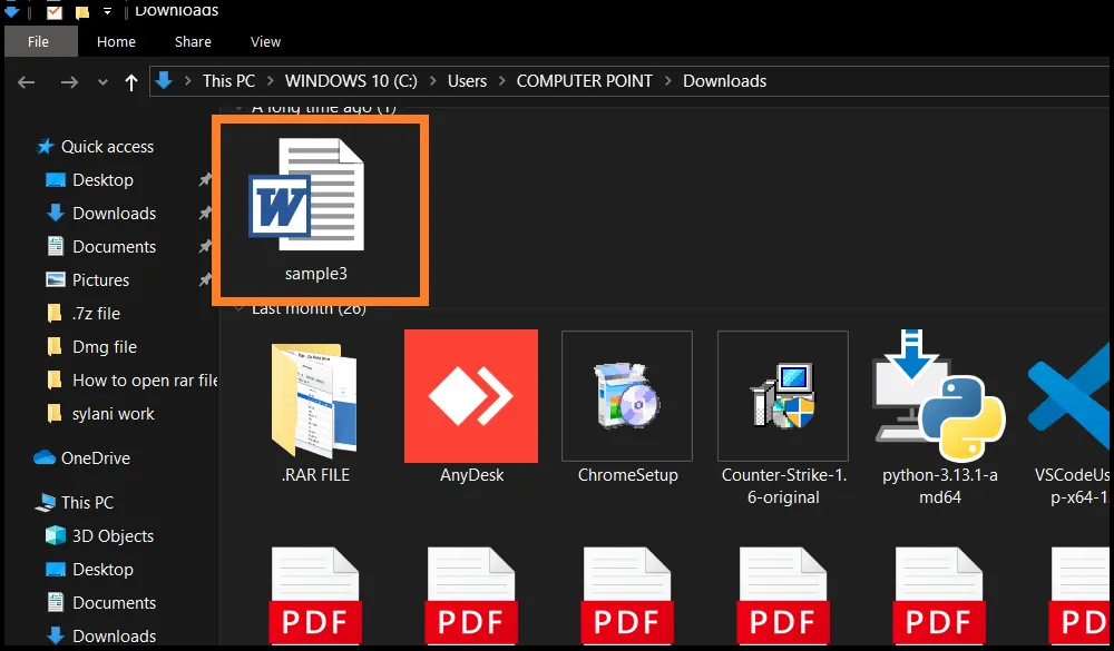 Access the extracted rar file on Windows 10 or 11