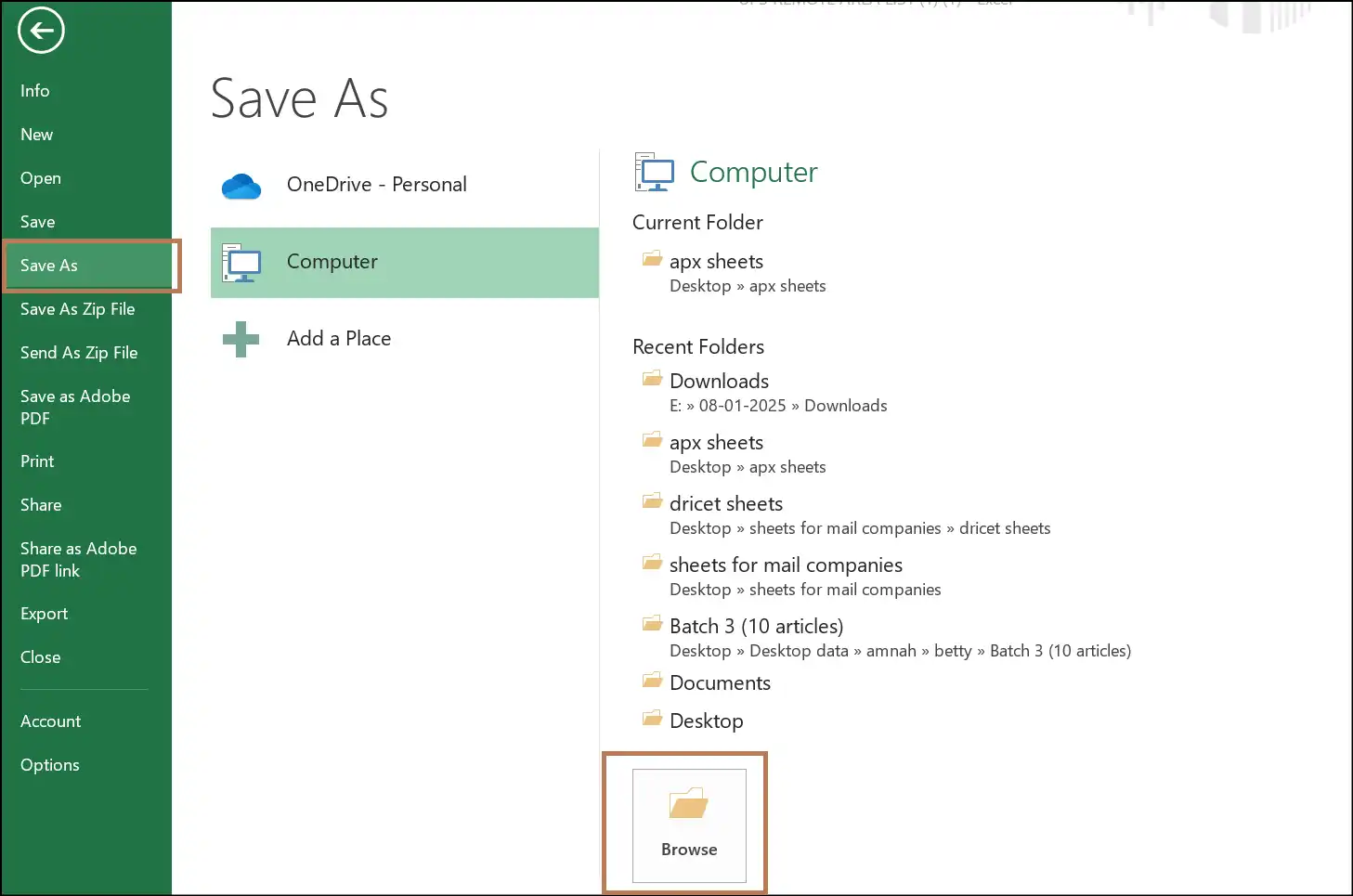 Click Save As to save your Excel file in Binary format