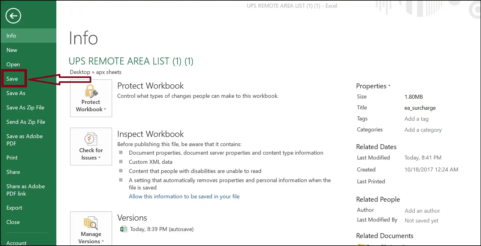 Clear Formats and Save the file to reduce file size of excel