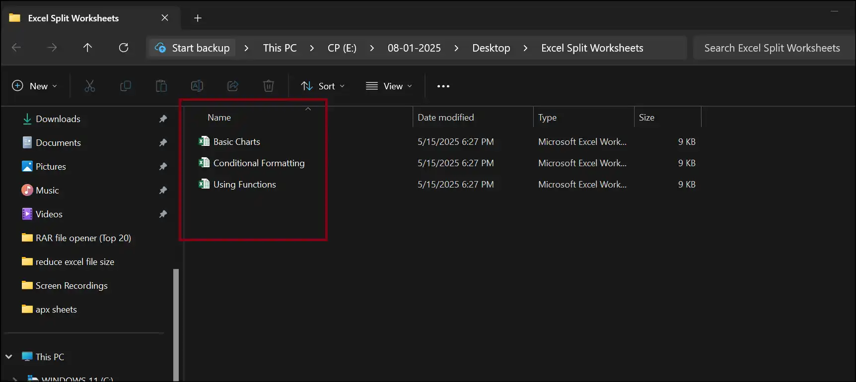 Find and access split version of your Excel file