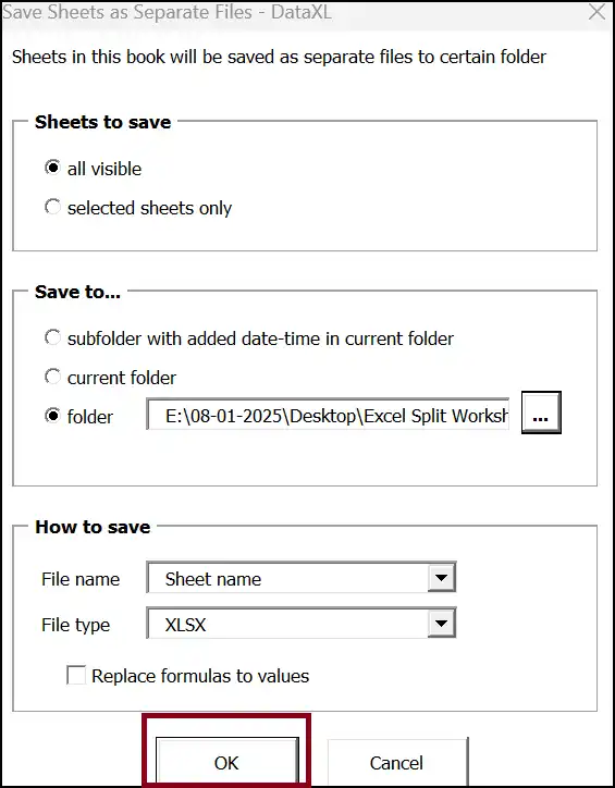 Save smaller split files for easier sharing and storage