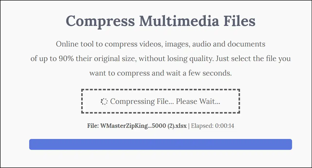 The process of compressing Excel file online will start automatically