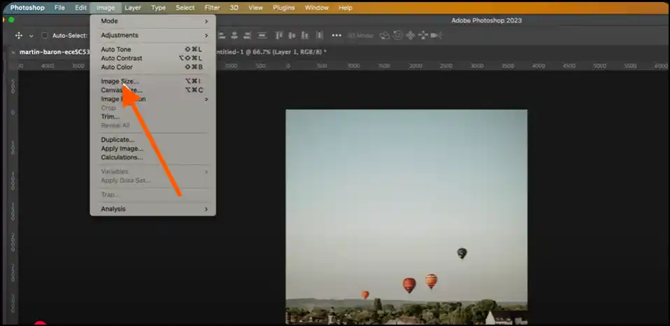 Go to image and select image size to reduce image size in KB