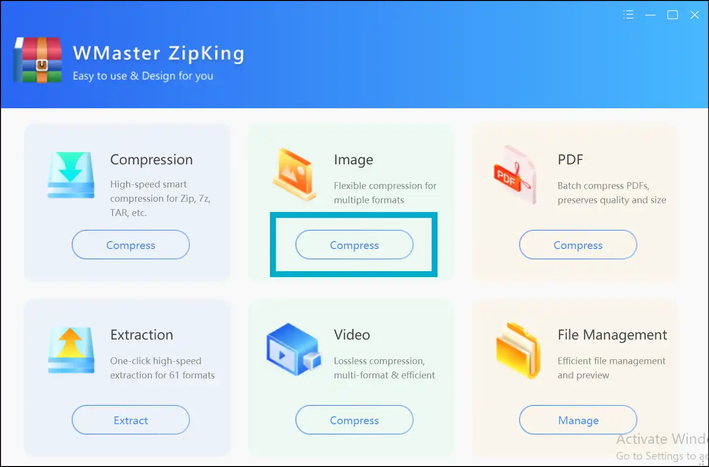 Select Image Compress to reduce image size in KB on Windows with Zipking