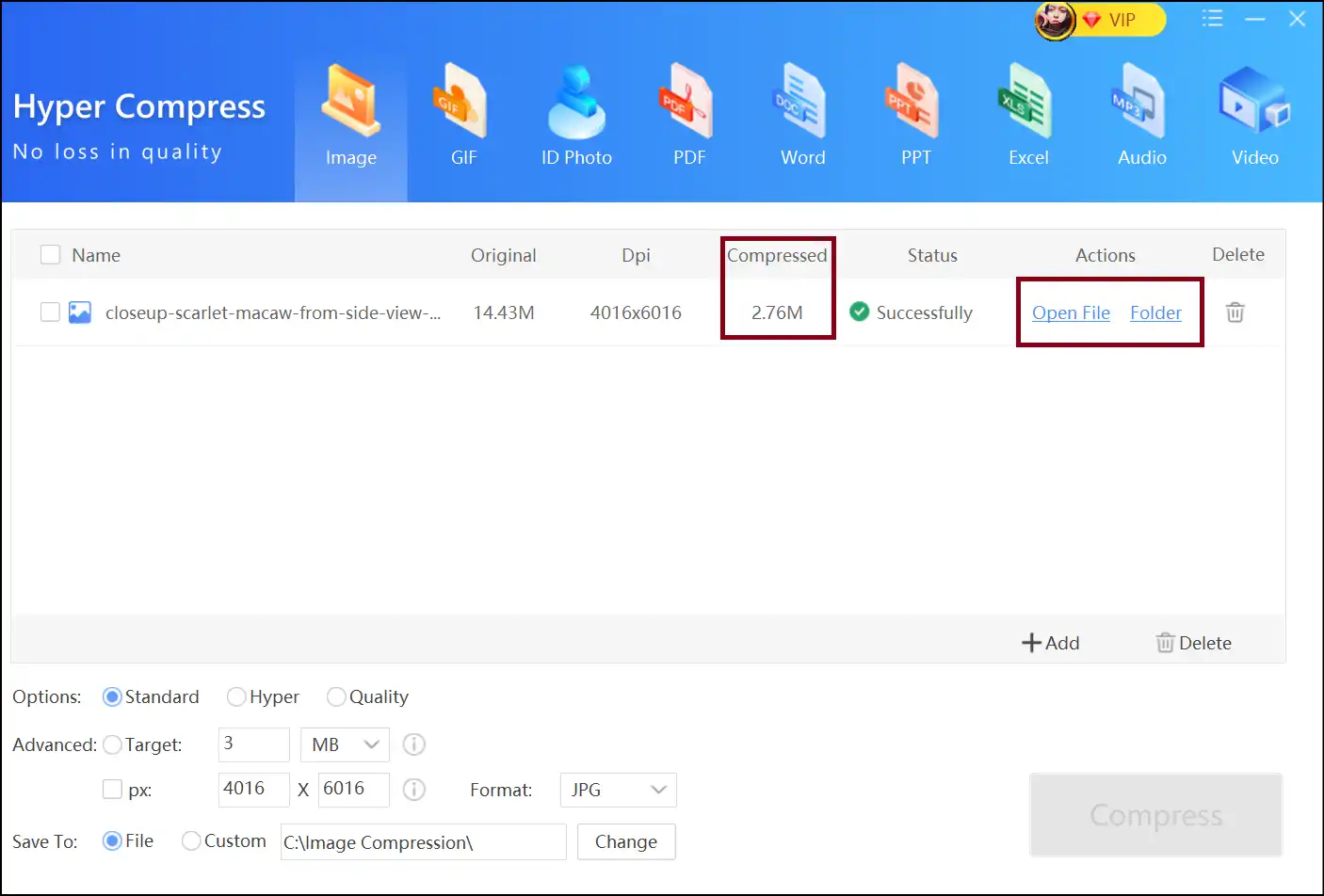 Access and preview the compressed version of JPEG file content